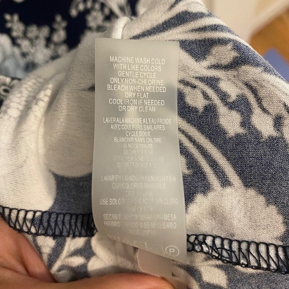 TOMMY HILFIGER Dark Blue Knee Length Dress with White Flowers Size 2 - Picture 7 of 10